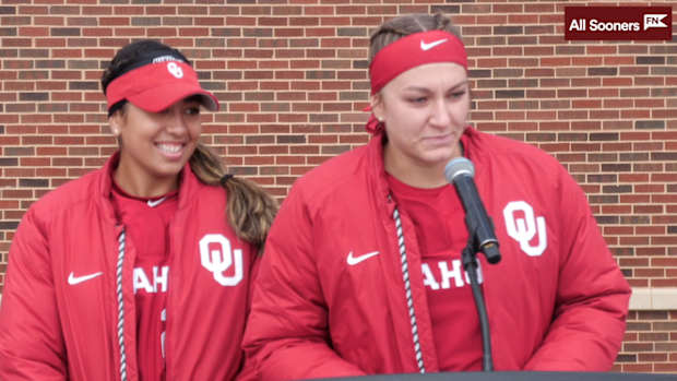 Patty Gasso, Kinzie Hansen and Tiare Jennings at Love's Field Dedication (3-1-23)